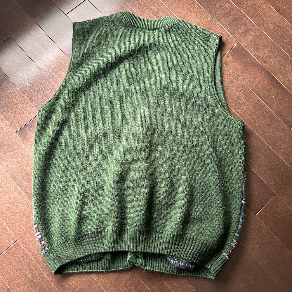 Vintage Arnold Palmer Pine Green Patterned Knit Button-Up Sweater Vest - Picture 4 of 4